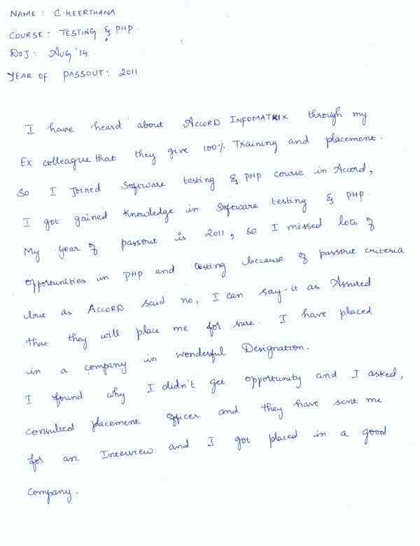 Testing Student Testimonial