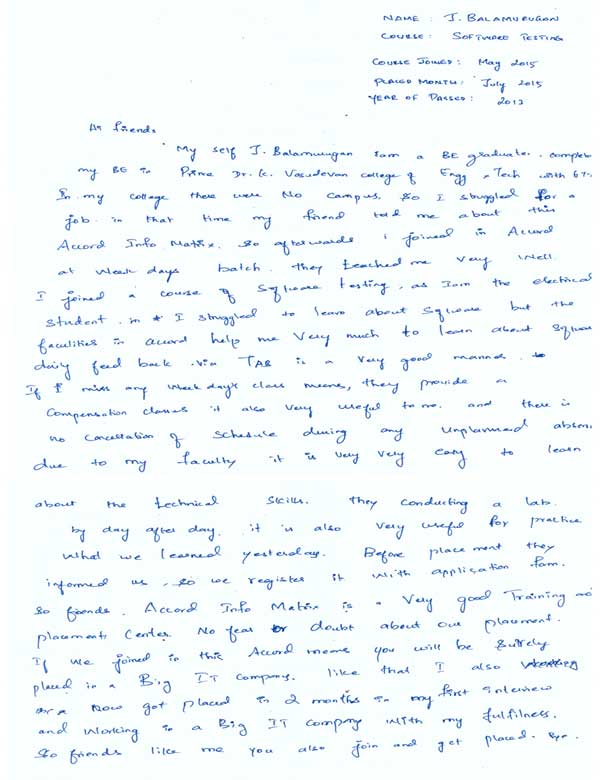 Testing Student Testimonial