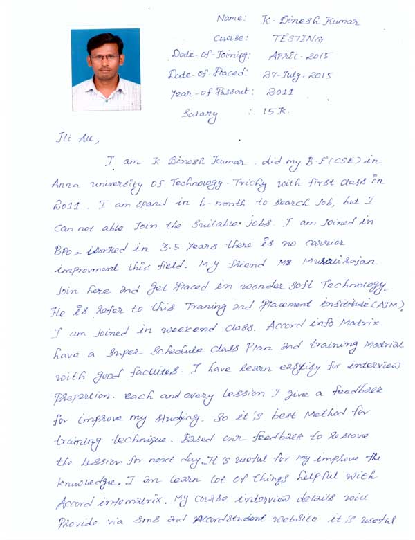 Testing Student Testimonial