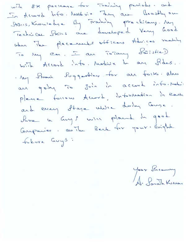 Testing Student Testimonial