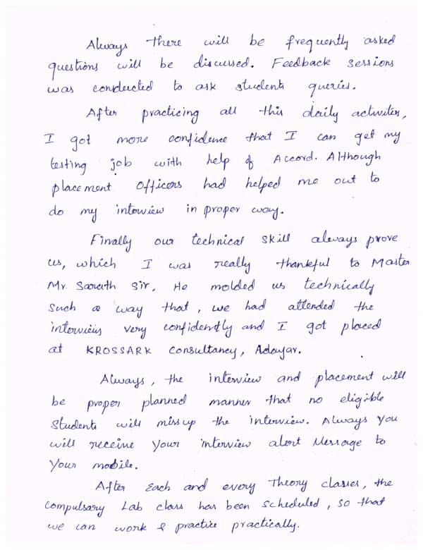 Testing Student Testimonial