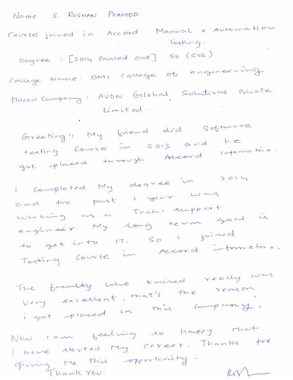 Testing Student Testimonial