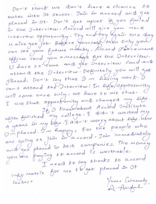 Testing Student Testimonial